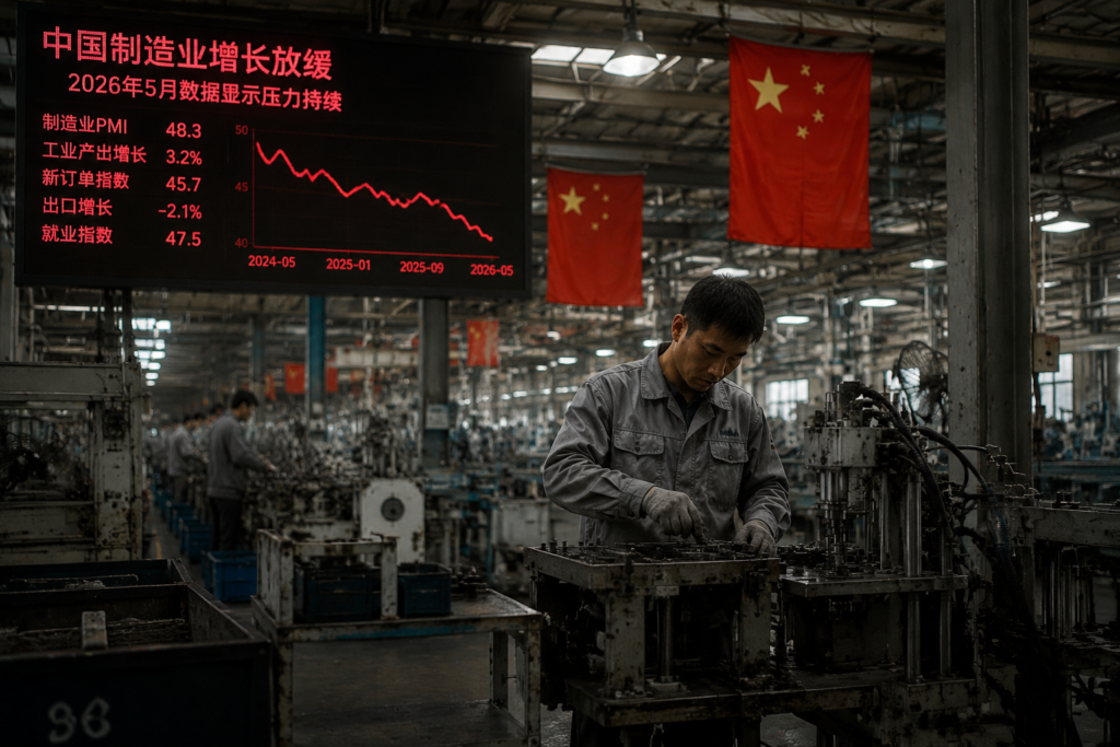 China’s Factory Growth Flatlines in May as Export Orders Shrink